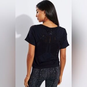Varley Equinox Black Mesh Back Short Sleeve Top - Size XXS/XS